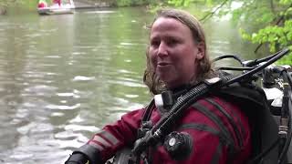 Female Diver is Diving with SCUBA PRO Shell Drysuit and Interspiro Full Face Mask in River and Sea [upl. by Jenn]