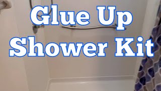 Glue Up Shower Wall Kit amp Base Installation  Demo  Installation  Drywall Repair  Ultra Plumbing [upl. by Eliak77]