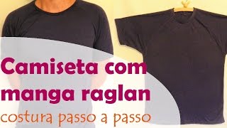 Camiseta de malha masculina com manga raglan  costura passo a passo DIY Tutorial [upl. by Justina]