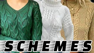 5 схем вязаных свитеров 5 knitted sweater patterns [upl. by Nnaeitak]