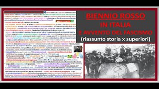 BIENNIO ROSSO IN ITALIA E AVVENTO DEL FASCISMO riassunto storia x superiori [upl. by Guise]