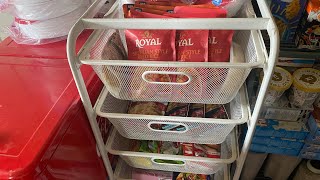 Tour long term storage pantry ideas Ikea 6 drawer jonaxel system stockpile foods supplies for winter [upl. by Fowkes]