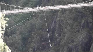 Spectacular bungee jump from Vemork bridge in Rjukan  Telemark  Norway [upl. by Arraes]