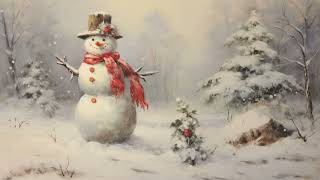 Frame TV Art Screensaver  Snowman Christmas Vintage Painting [upl. by Quill]