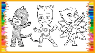 🎨Coloring Catboy Gekko amp Owlette PJ Masks  How To Color Easy Coloring Drawing amp Painting [upl. by Anuahc]