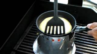 Frying Pan Cornbread using an alcohol stove by FLAT CAT GEAR [upl. by Donal]