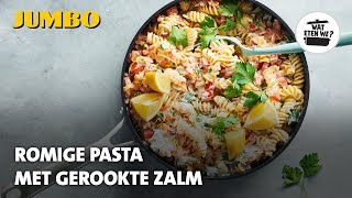 Wat eten we Romige pasta met gerookte zalm [upl. by Teeter]