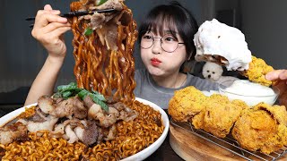 차돌 짜슐랭 짜장라면 뿌링클 치킨 먹방 Beef Jjajang Ramen amp Prinkle Chicken Mukbang ASMR [upl. by Oby758]