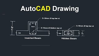 Inverted Beam or HiddenConcealed Beam cross section Draw in AutoCAD  Royhan khan [upl. by Ferriter]