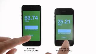 iPhone 5 vs iPhone 4S 80211n 5GHz vs 80211n 24GHz WiFi Speed Test [upl. by Boot]