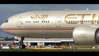 Etihad Airways Boeing 777300ER ● Landing amp Takeoff at Melbourne Airport [upl. by Mayne929]