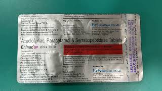 Aceclofenac Paracetamol and Serratiopeptidase Tablets Uses  Erinac SP Tablets [upl. by Allemac]