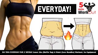 DO THIS EVERYDAY FOR 2 WEEKS Lower Abs Muffin Top amp Waist Love Handles Workout No Equipment [upl. by Repsag]