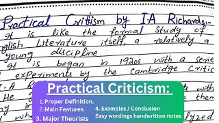 Practical Criticism by IA Richards  Literary theory in English notes [upl. by Nalac]