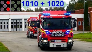 räddningstjänsten kristianstad 2 X HLF 1010  1020 brandbil i utryckning feuerwehr einsatzfahrt [upl. by Yekcim]