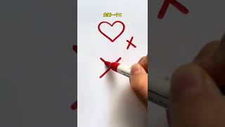 Teach you to draw three dimensional heart with X simple and beautiful sketch children sketch dr [upl. by Lek]