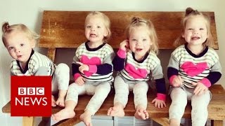 Quadruplets Mum with four twoyearolds  BBC News [upl. by Anastas]