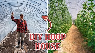 DIY GREENHOUSE How We Made Our Own Inexpensive Hoop House [upl. by Annawoj]