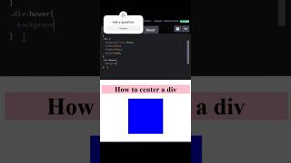 Center a Div in HTML amp CSS  Hover Effect shorts tutorial shortfeed shortvideo shortsfeed [upl. by Navets]