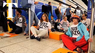 Just Stop Oil protesters arrested at Gatwick Airport [upl. by Motch]