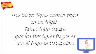 Spanish Tongue Twister  Trabalenguas  Tres tristes tigres comen trigo en un trigal [upl. by Eniamat206]