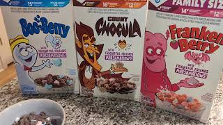 The CEREAL BOSS Halloween Delight Count Chocula Franken Berry Boo Berry [upl. by Tawney]