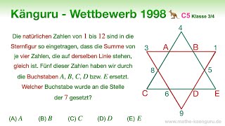 C5 🦘 Känguru 1998 🦘 Klasse 3 und 4  Kannst du dieses Zahlenrätsel lösen [upl. by Ayar187]