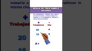 Regla de tres simple inversa shorts  magnitudes inversamente proporcionales shortsvideo [upl. by Enimrac526]