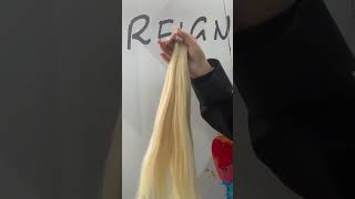 Flat Weft Hair Extensions 60 Platinum Blonde Double Drawn  REIGN HAIR [upl. by Sanoj]