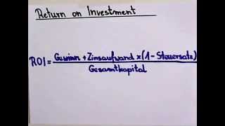 Betriebswirtschaftliche Kennzahlen  Return on Investment ROI [upl. by Lashoh]