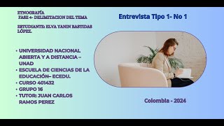 Fase 4 Etnografía Entrevista Tipo 1 [upl. by Muhcon]