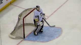 Vokoun and Fleury during pregame warmup at the Penguins  Senators hockey game Part 1 [upl. by Atalanti305]