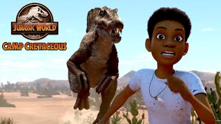 Darius Outruns the Spinosaurus  JURASSIC WORLD CAMP CRETACEOUS  Netflix [upl. by Miltie373]