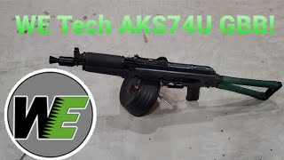 WE Tech AKS74u GBB with drum mag and full auto shooting [upl. by Kendell487]