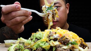 CARNE ASADA FRIES FROM FILIBERTOS ASMR EATING [upl. by Ahtibbat]