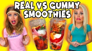 Gummy Smoothie Challenge Real vs Gummy Food Totally TV [upl. by Eita179]