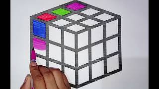 How to draw a Cube Step by Step  Drawings Tutorials  cube drawing howtodraw [upl. by Hyacinthie483]