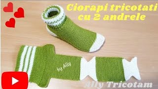 Ciorapi tricotati cu 2 andrele [upl. by Beore]