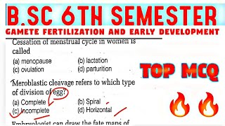 BSc 6th Semester Gamete Fertilization and Early Development Unit5 Zoology ddu bsc6thsemester 🔥 [upl. by Lenard80]