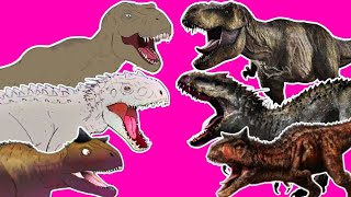 CARNOTAURUS TORO and INDOMINUS REX and TYRANNOSAURUS REX JURASSIC WORLD MUSICAL Song LHUGUENY [upl. by Enos713]