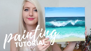 PAINTING TUTORIAL Acrylic Ocean for Beginners  Katie Jobling Art [upl. by Ataner]