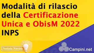 ⚠️ INPS Certificazione Unica 2022 ❗ Direttamente da casa ✅ CU e ObisM 2022 ⚡ [upl. by Nahtnoj]