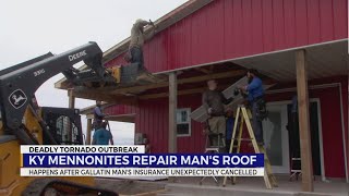 Mennonites rebuild Gallatin mans roof after insurance unknowingly cancelled [upl. by Ardnossac]