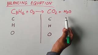 Balancing equation C8H16  O2  CO2H2O by inspection method [upl. by Rancell350]