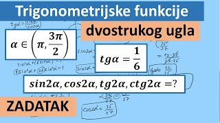 Trigonometrijske funkcije dvostrukog ugla zadatak [upl. by Nale146]