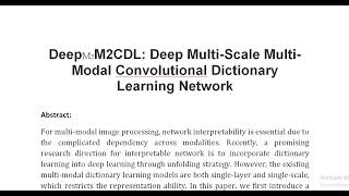 DeepM2M2CDL Deep Multi Scale Multi Modal Convolutional Dictionary Learning Network [upl. by Lubow]