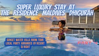 The Residence Maldives at Dhigurah Part 4  Super luxury Resort  Water villa room tour  DJ Night [upl. by Haimirej]