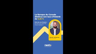 La Banque du Canada a réduit le taux dintérêt directeur à 425 [upl. by Oilerua]