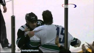 Tanner Glass vs Jamal Mayers Jan 3 2011 [upl. by Eilrahc]