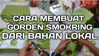 Cara menjahit gorden smokering  membuat gorden smokering sendiri dari bahan lokal [upl. by Moorefield]